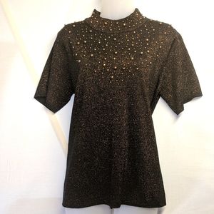 Susan Graver Beaded Short Sleeve Sweater